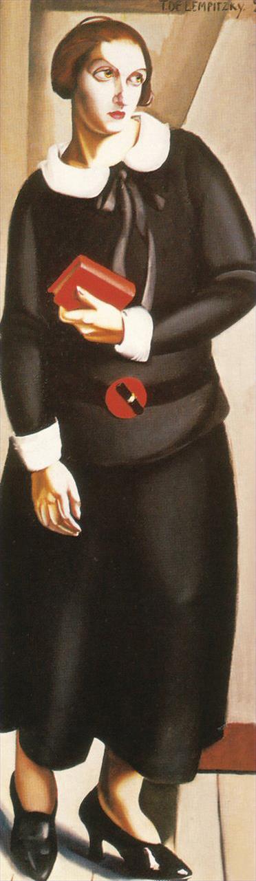 黒いドレスを着た女性 1923年 現代 タマラ・デ・レンピッカ油絵